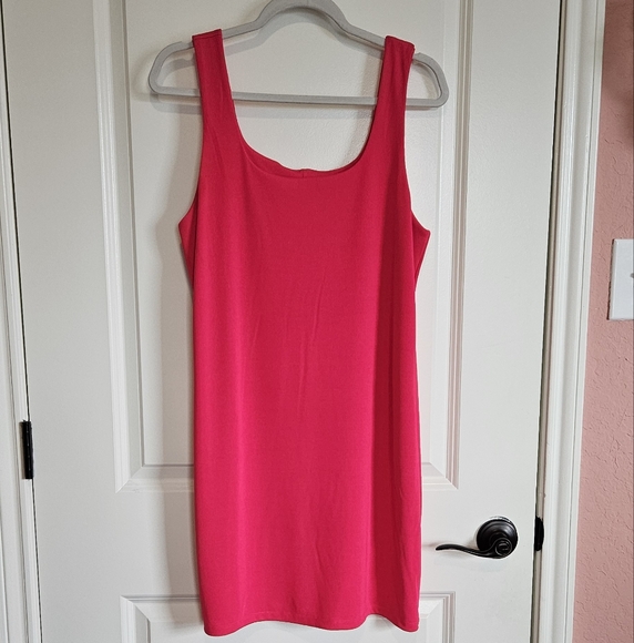 A New Day Hot Pink Dress Square Neck Women's Size Large - Picture 1 of 7